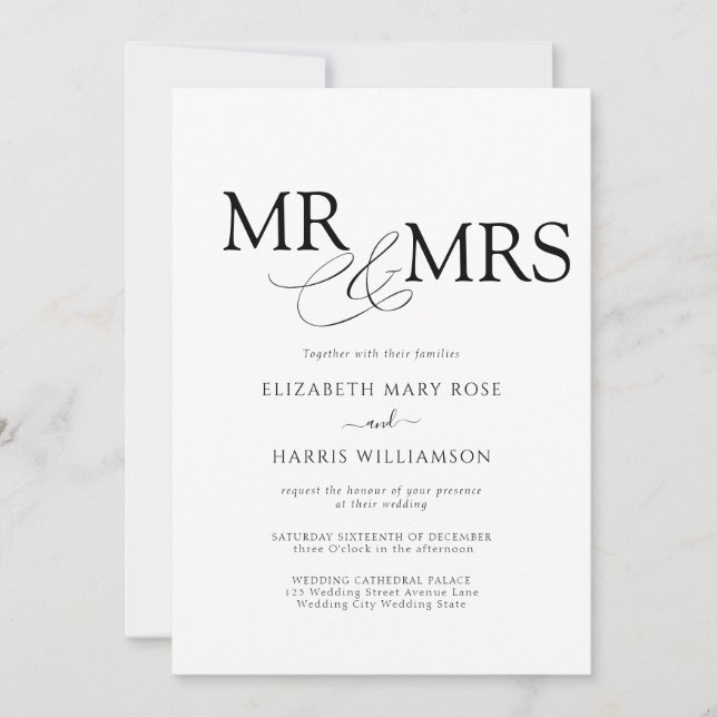 MR & MRS Wedding Invitation (Front)