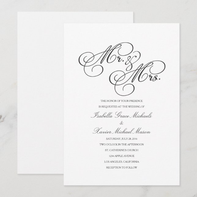 Mr. & Mrs. | Wedding Invitation (Front/Back)
