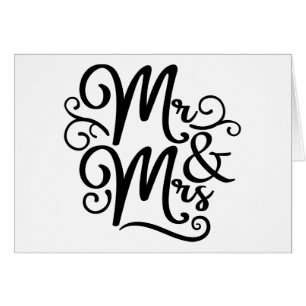 Mr & Mrs Wedding Just Married Black White Monogram