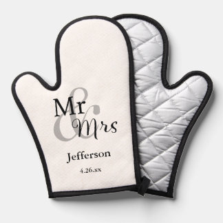 Mr & Mrs Wedding Newlywed Name & Date Oven Mitt