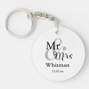 Mr & Mrs Wedding Personalized Keyring Name & Date