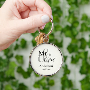 Mr & Mrs Wedding Personalized Keyring Name & Date