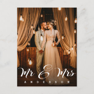 Mr & Mrs    Wedding Photo Thank You Postcard