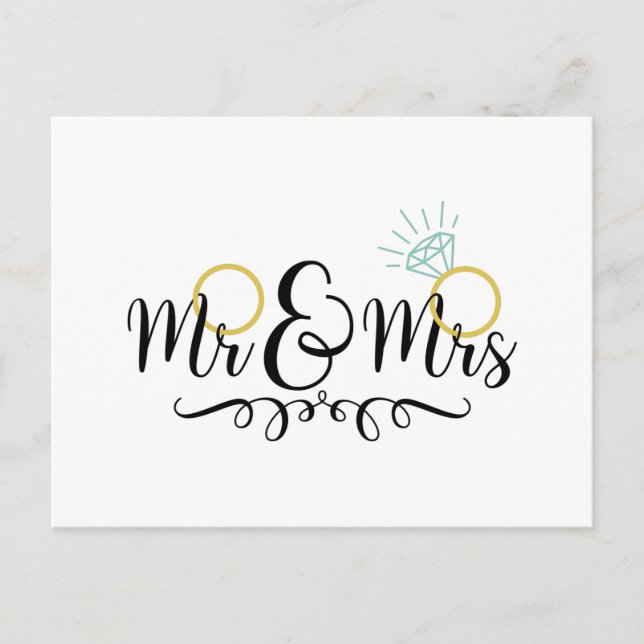 Mr & Mrs Wedding Rings Postcard (Front)