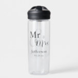 Mr & Mrs Wedding with Name & Date Water Bottle<br><div class="desc">These custom Mr and Mrs water bottles make great wedding favours!</div>