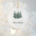Mr &Mrs Winter Forest Watercolor Christmas Ceramic Ornament<br><div class="desc">Mr &Mrs Winter Forest Watercolor Christmas Ceramic Ornament</div>
