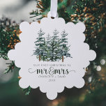 Mr &Mrs Winter Forest Watercolor Christmas Ornament Card<br><div class="desc">Mr &Mrs Winter Forest Watercolor Christmas Ornament Card</div>