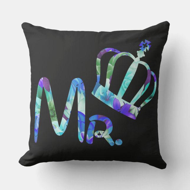 Mr.&Ms Couple Code Trend Flower Pattern Fashion Throw Pillow (Front)