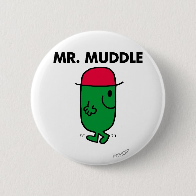 Mr. Muddle | Walking Backwards 2 Inch Round Button (Front)