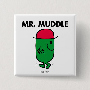 Mr. Muddle Walking Backwards 2 Inch Square Button