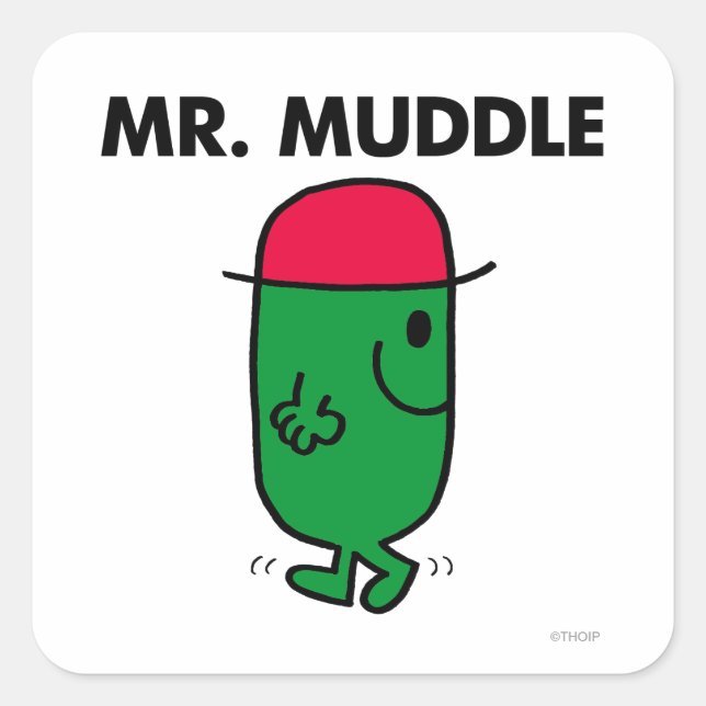 Mr. Muddle | Walking Backwards Square Sticker (Front)