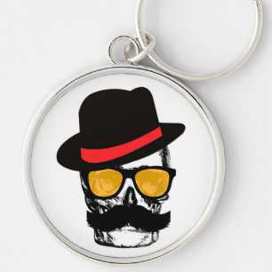 Mr Mustach calavera with style Keychain