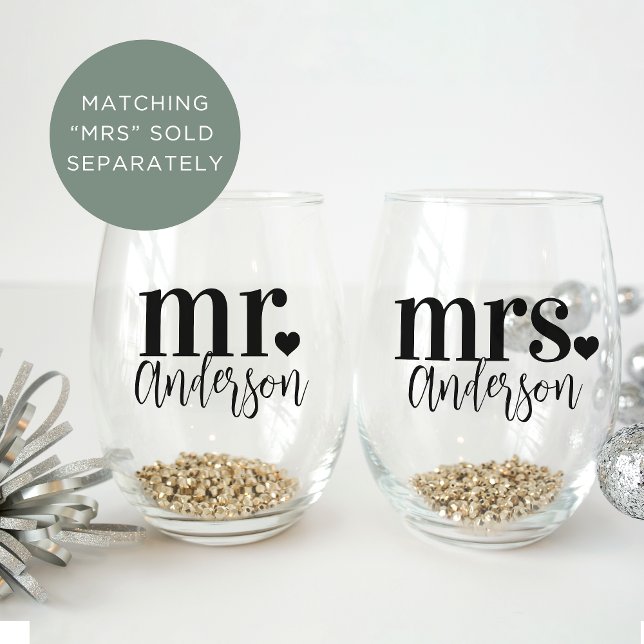 MR. Name Personalized Wedding Stemless Wine Glass (Creator Uploaded)