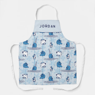 Mr. Narwhal Blue Snowflake Pattern Apron