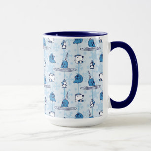 Mr. Narwhal Blue Snowflake Pattern Mug