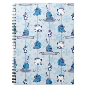 Mr. Narwhal Blue Snowflake Pattern Notebook