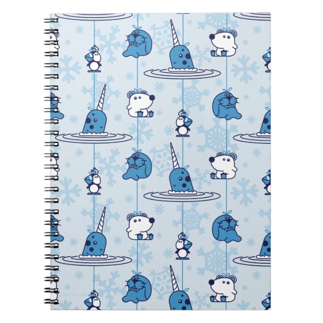 Mr. Narwhal Blue Snowflake Pattern Notebook (Front)