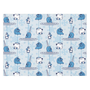 Mr. Narwhal Blue Snowflake Pattern Tablecloth