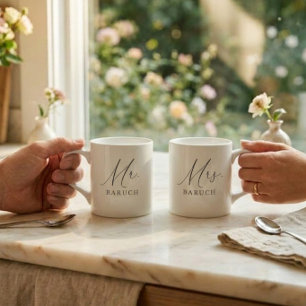 Mr Newlywed Elegant Script Espresso Cup