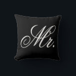 Mr. newlywed groomtypography black and white throw pillow<br><div class="desc">Mr. newlywed groom typography black and white decorative pillow</div>