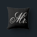 Mr. newlywed groomtypography black and white throw pillow<br><div class="desc">Mr. newlywed groom typography black and white decorative pillow</div>