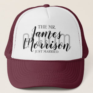 Mr. Newlywed Maroon Elegant Wedding Baseball Hat