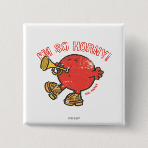 Mr. Noisy Tooting His Horn 2 Inch Square Button