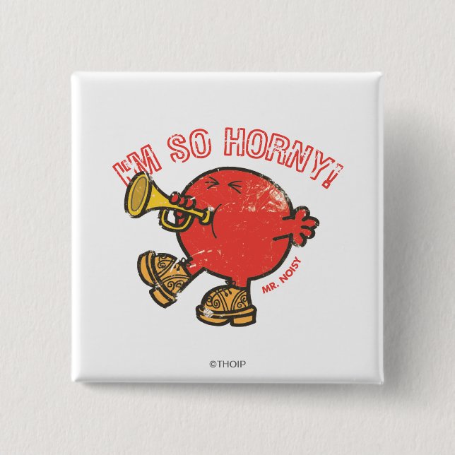 Mr. Noisy Tooting His Horn 2 Inch Square Button (Front)