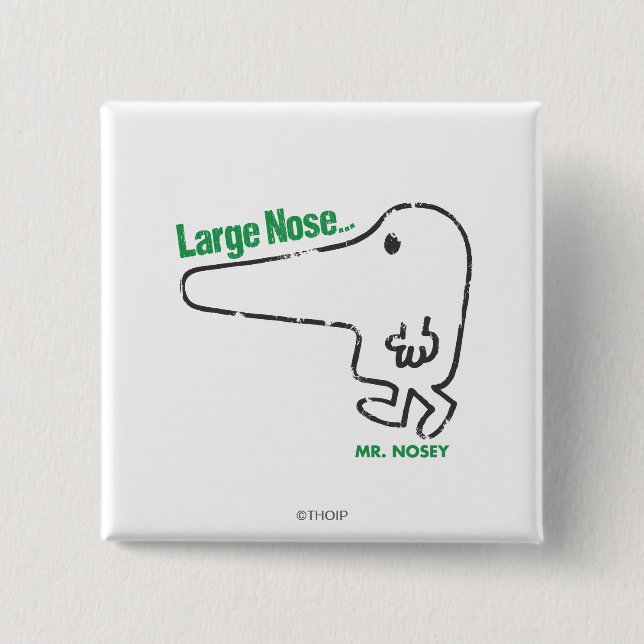 Mr. Nosey | Large Nose 2 Inch Square Button (Front)