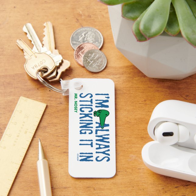 Mr. Nosey Nosing Around | Blue Lettering Keychain (Desk)