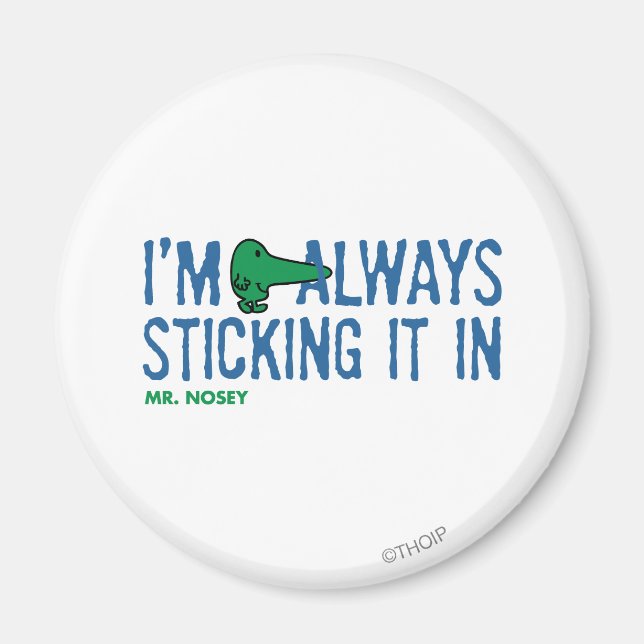 Mr. Nosey Nosing Around | Blue Lettering Magnet (Front)