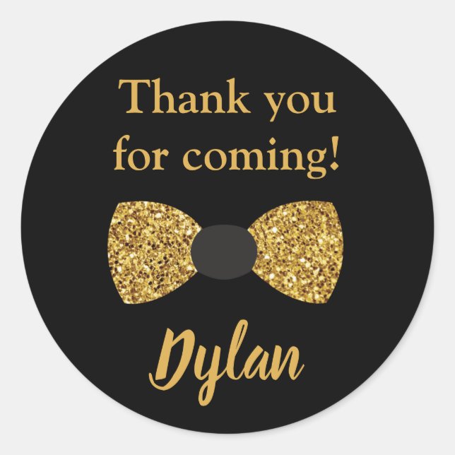 Mr One derful black and gold bow tie Classic Round Sticker (Front)