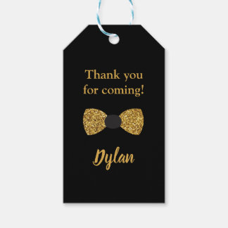 Mr One derful black and gold bow tie Gift Tags