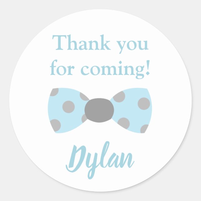 Mr One derful blue and grey bow tie Classic Round Sticker (Front)