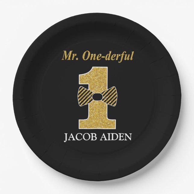 Mr. One-derful Custom Paper Plates 9" (Front)