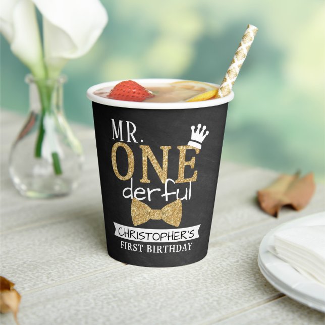 Mr. ONEderful 1st Birthday Paper Cups (Insitu)