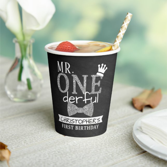 Mr. ONEderful 1st Birthday Paper Cups (Insitu)