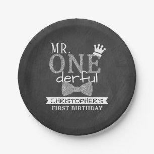 Mr. ONEderful 1st Birthday Paper Plate