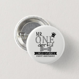 Mr. ONEderful 1st Birthday Party Favour 1 Inch Round Button