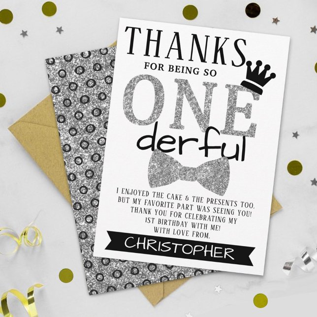 Mr. ONEderful 1st Birthday Thank You Card (Creator Uploaded)