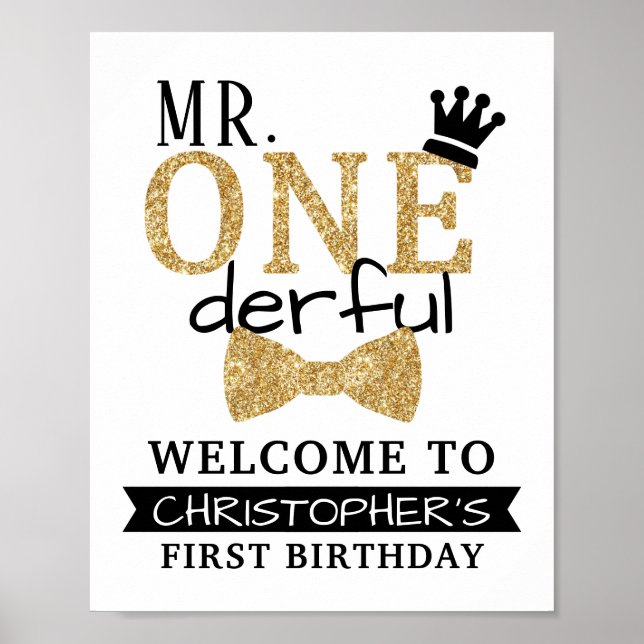 Mr. ONEderful 1st Birthday Welcome Sign (Front)