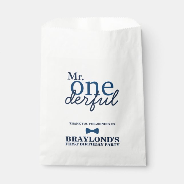 Mr Onederful Birthday Favour Bags (Front)