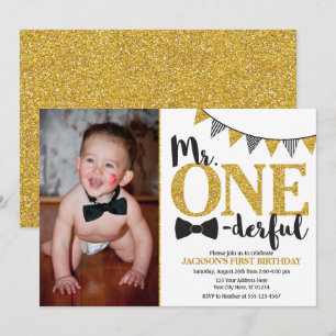 Mr ONEderful Birthday Invitation avec photo