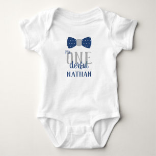 Mr ONEderful Birthday Shirt in Blue and Grey