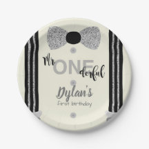 Mr Onederful black and silver bow tie