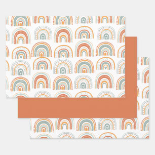 MR Onederful Boho Rainbow Birthday Wrapping Paper Sheet