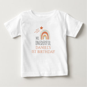 MR Onederful Boho Rainbow First Birthday Baby T-Shirt