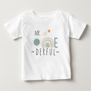 MR Onederful Boho Rainbow First Birthday Boy Baby T-Shirt