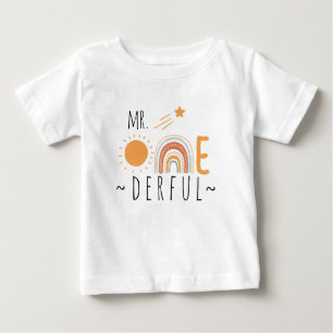 MR Onederful Boho Rainbow First Birthday Boy Baby T-Shirt