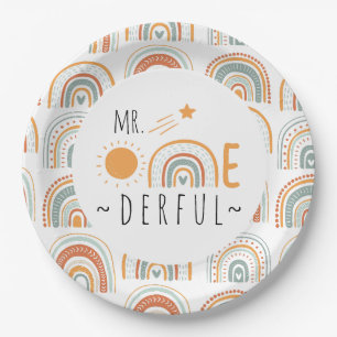 MR Onederful Boho Rainbow First Birthday  Paper Plate